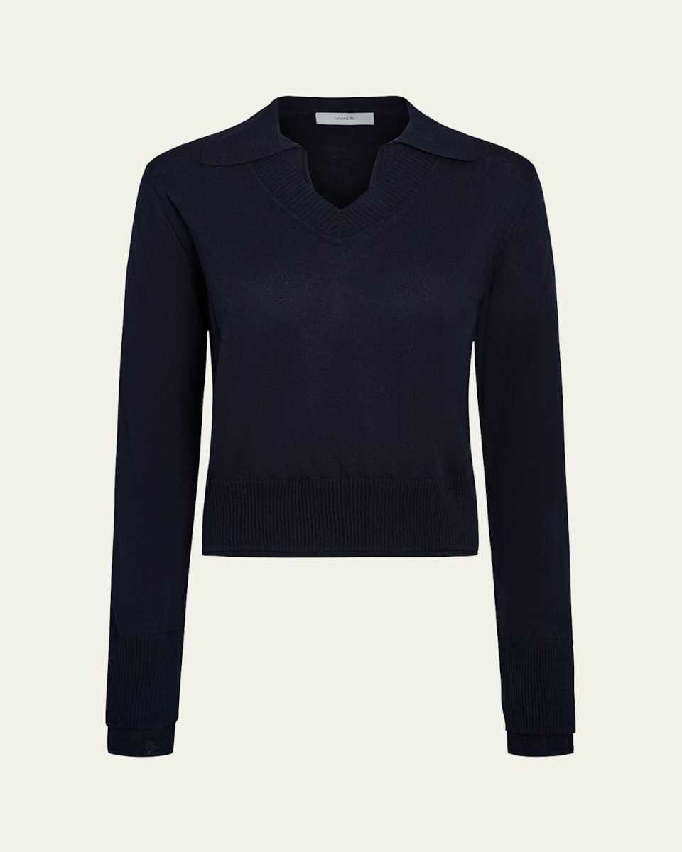 Fine Knit Layered Collared Sweater